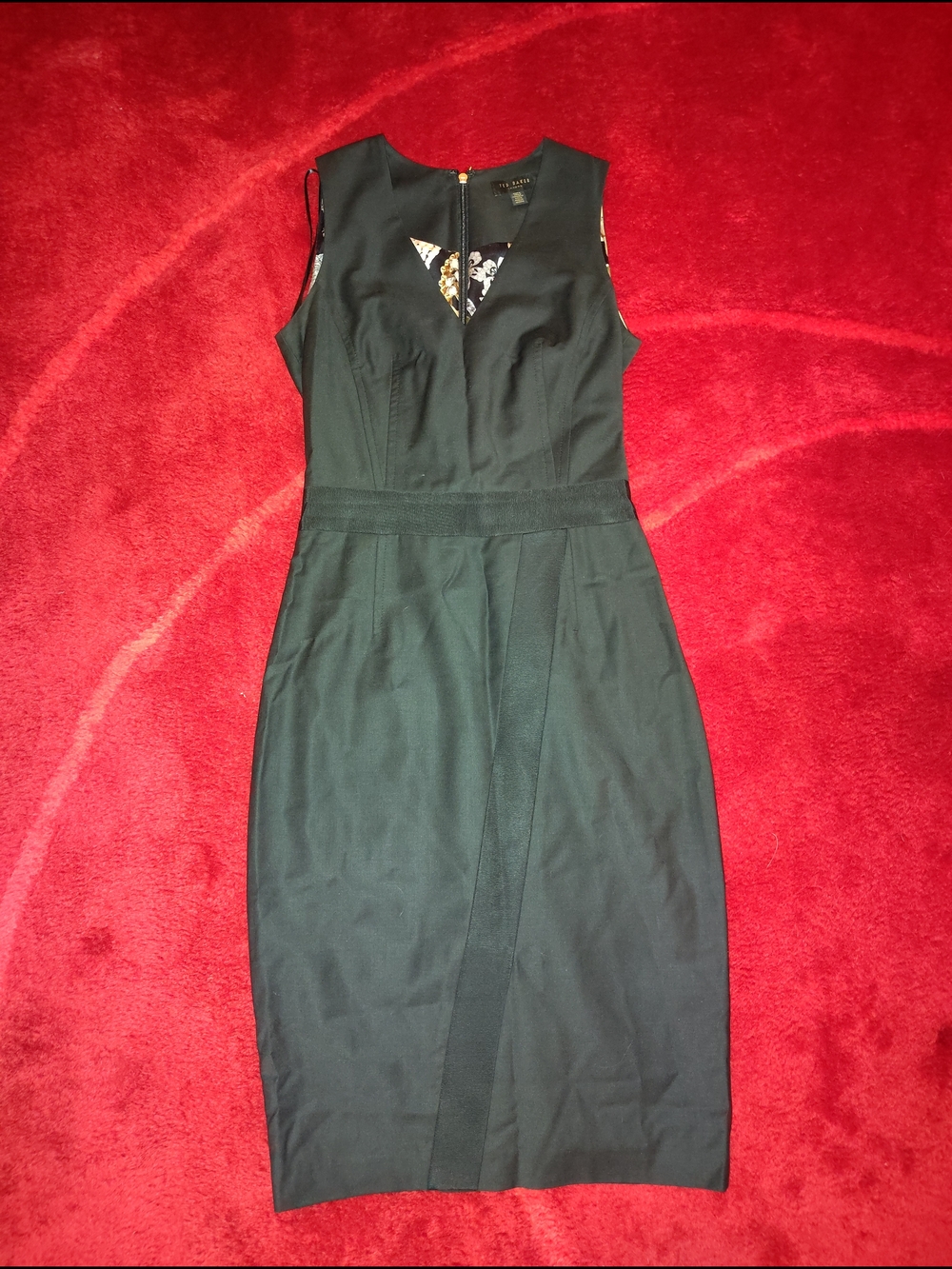 Ted Baker Black Sleeveless Midi Sheath Dress Sz 0